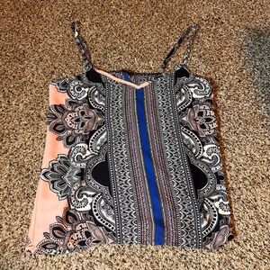 Glam Tank Top‎ Bohemian Print Sleeveless Casual Blouse Festival Top M